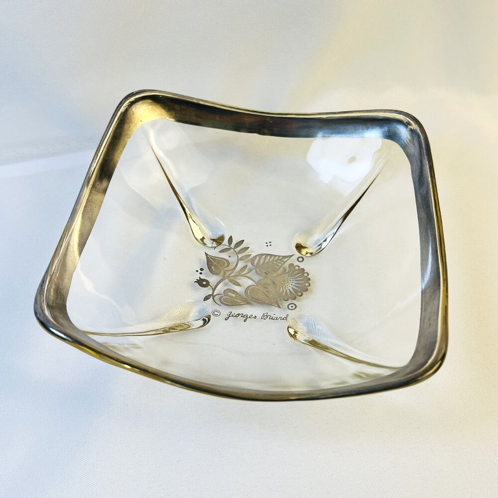 Serving Candy Dish George Briard Vintage Silver Overlay Bowl Signed 6.75” Square
